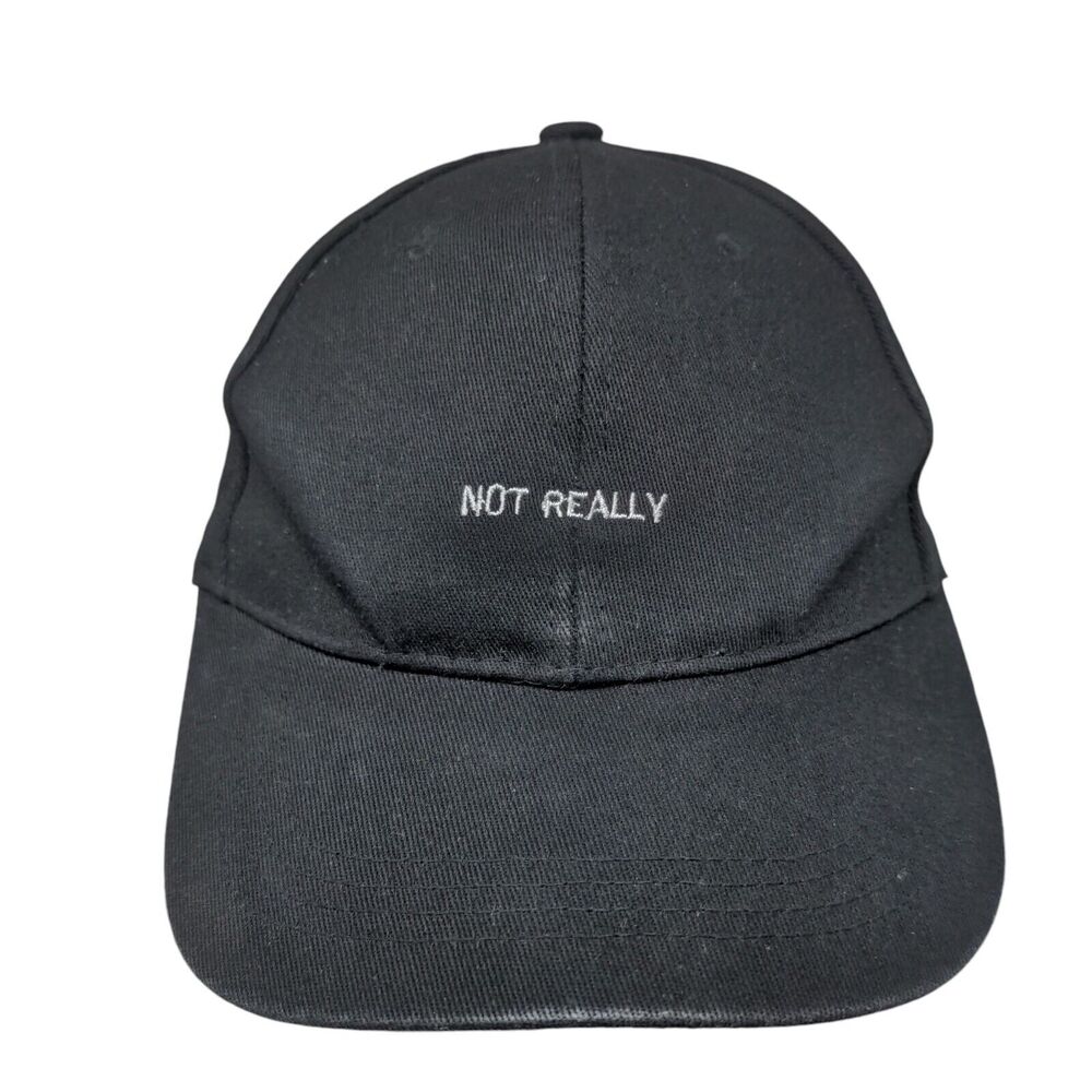 Not Really Slideback Hat Black One Size Adjustable Solid Vent Holes